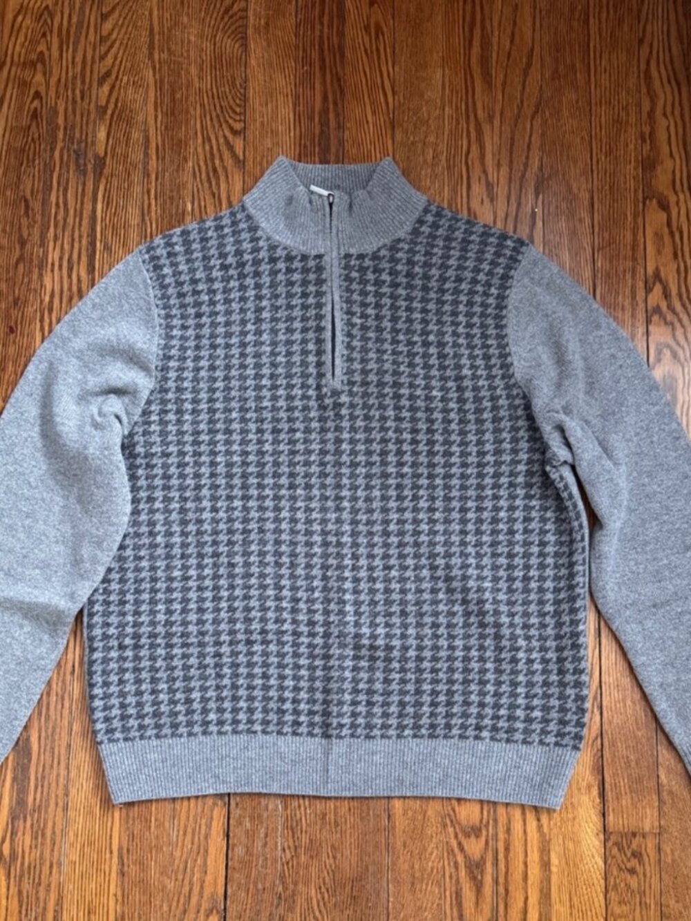 Brooks Brothers Wool Houndstooth Quarter Zip
